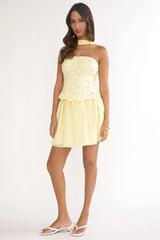 Sunset Serenade Elasticated Waist Mini Skirt Yellow