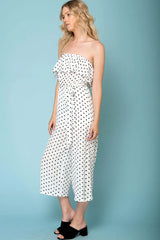 Wynter Casual Jumpsuit White With Black Polka Dots