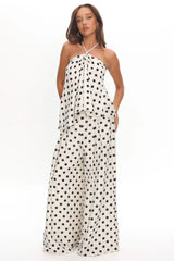 Galentines Halterneck Top Polka Dot Ivory