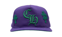 Embroidered Leather Cross Patch Baseball Hat "Purple / Green" CHRM0753