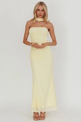 Truth Be Told Reverse Halter Maxi Dress Butter