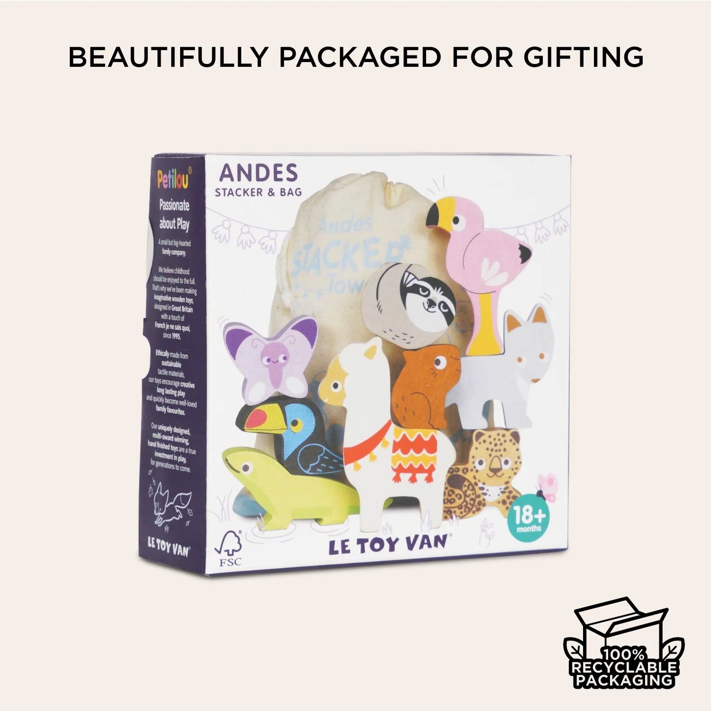 Wooden Stacking Animals & Bag