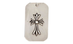 Cutout Covered Cross Dog Tag Pendant Necklace "Silver" CHRM0694