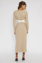 So Emotional Long Sleeve Cut-Out Knit Dress Oat