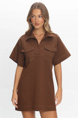 Mariska Collared Mini Dress Chocolate