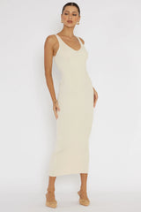 Linzi Lace-Up Back Knit Midi Dress Cream