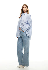 LIONESS Boyfriend Shirt Blue