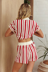 Influence Knit Shorts Striped Red
