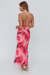 Blossom Belle Low Back Maxi Dress Print Red