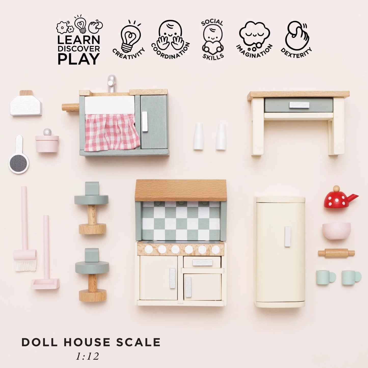 Wooden Dolls house Kitchen Furniture