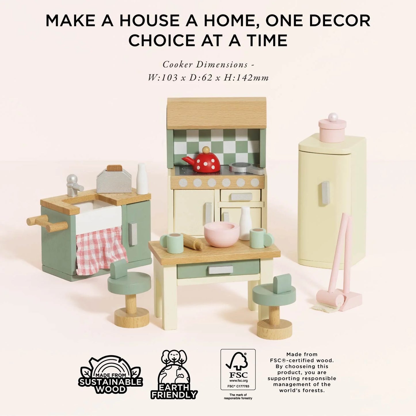 Wooden Dolls house Kitchen Furniture