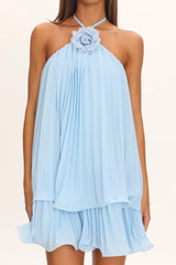 Major Crush Pleated Mini Dress Blue
