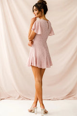 Isabelle Angel Sleeve Empire Dress Blush