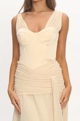 Keia Waist Sash Maxi Dress Powder Butter