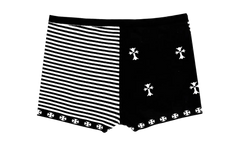 Striped Cross Stitching Drawstring Shorts WMNS "Black / White" CHRM1179