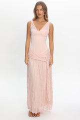 Keia Crepe Chiffon One-Shoulder Maxi Dress Light Pink