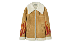 Burning Flames Sherling Trucker Jacket "Beige" PMJA012F22LEA0011725