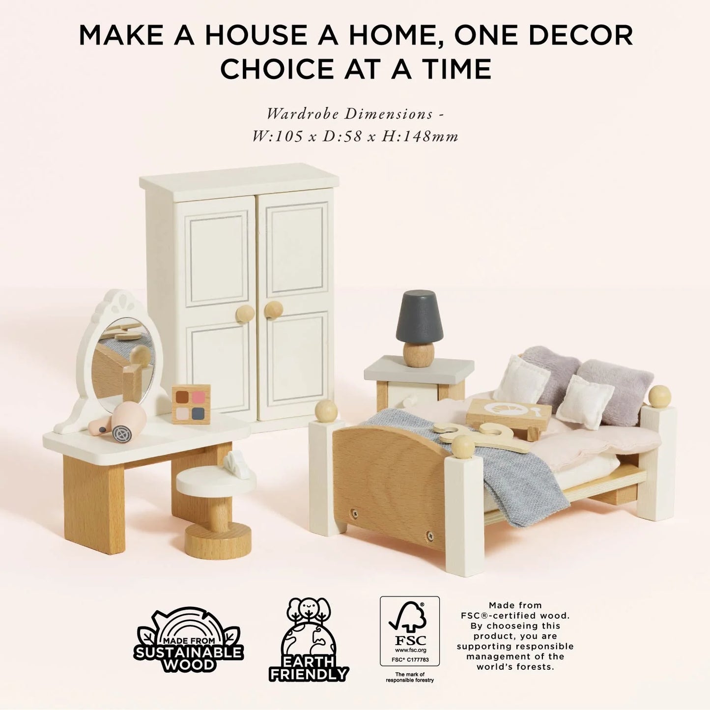 Wooden Dolls house Bedroom