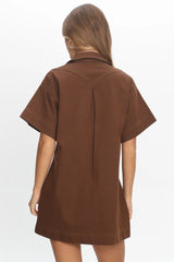 Mariska Collared Mini Dress Chocolate