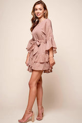 Wilshire Tiered Ruffle Hem Dress Sandalwood