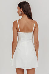 So Good Front Button Mini Dress White