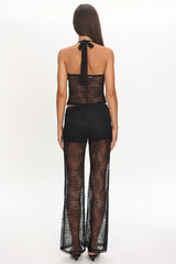 Sugarberry Lace Halter Top Black
