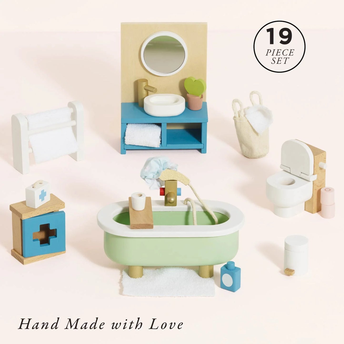 Wooden Dolls house Bathroom Furniture