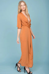 Cleo High Slit Maxi Dress Tan