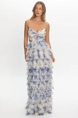 Cambridge Accordion Pleat Corset Dress Blue