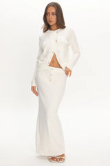 Autumn Breeze Knit Maxi Skirt Off White