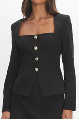 Fellie Button Front Top Black