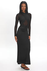 Esther Sheer Waist Maxi Dress Black