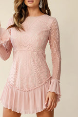 Dreamy Long Sleeve Mini Dress Blush