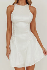 Dazzling Light Bow Mini Dress White