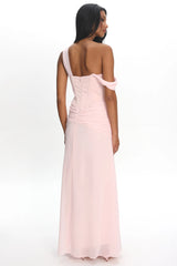 Keia Waist Sash Maxi Dress Powder Pink