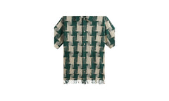 Jumbo Houndstooth Boxy Collared Overshirt "Green" KHM032169 308