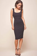 Audrey Knee-Length Bow Tie Back Dress Black