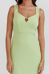 Jennine Lace-Up Back Midi Dress Matcha