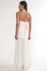 Elyria 3D Ruffle Halter Maxi Dress White