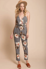Izabella Grey Floral Jumpsuit