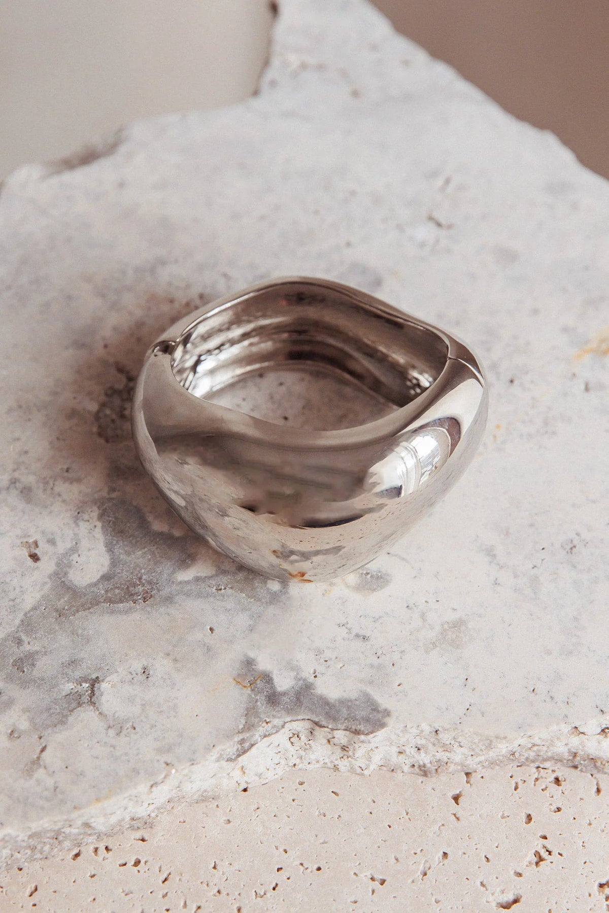 Summerland Chunky Irregular Bangle Dark Silver