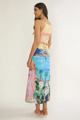 No Ordinary Girl Tied Back Maxi Dress Euro Print