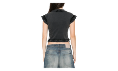 Ruffle Crew Neck T-Shirt WMNS "Washed Black" 836121 TTVF8 1055