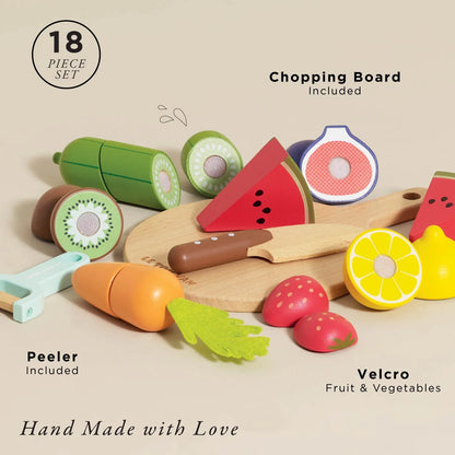 Wooden Chopping Board & Sliceable Play Food