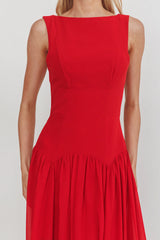 Opulent Low Back Maxi Dress Red