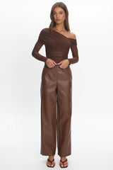 Fair Play Faux Leather Pants Coffee