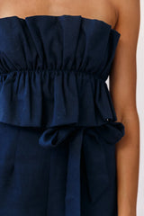 Thea Ruffle Crop Top Jumpsuit Navy