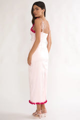 Delyse Rosette Trim Maxi Dress Pink