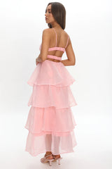 Made For You Tiered Ruffle Midi Dress Pink