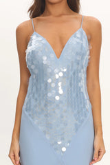 Meranda V-Neck Maxi Dress Sequin Blue